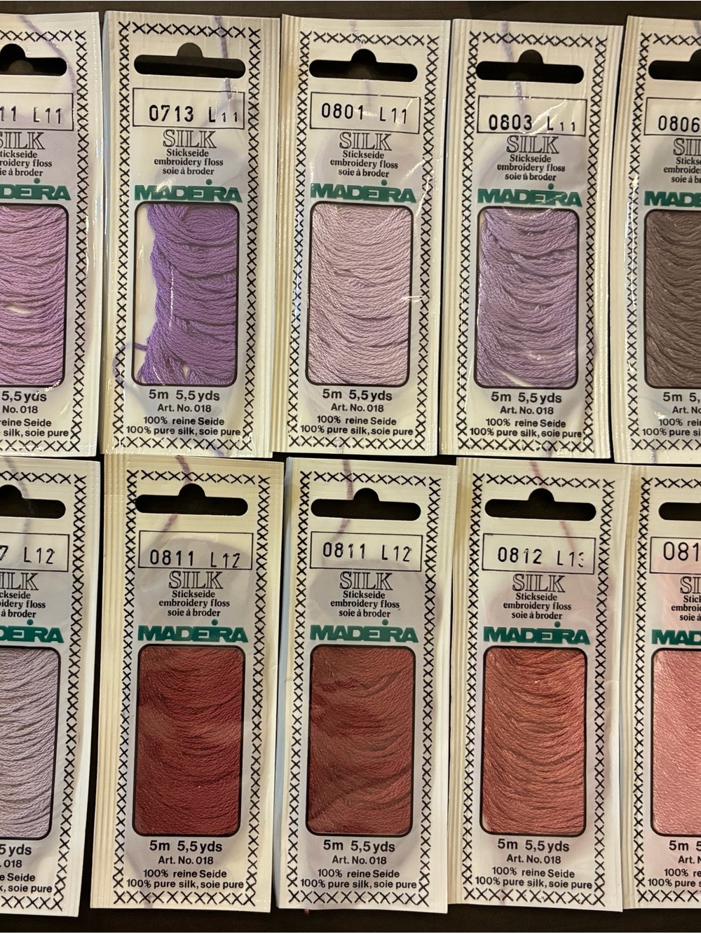 Madeira Silk Embroidery Floss Assorted Lot of 10